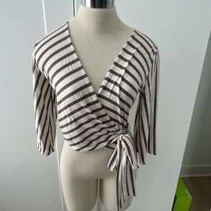 Cool neutral wrap around crop top